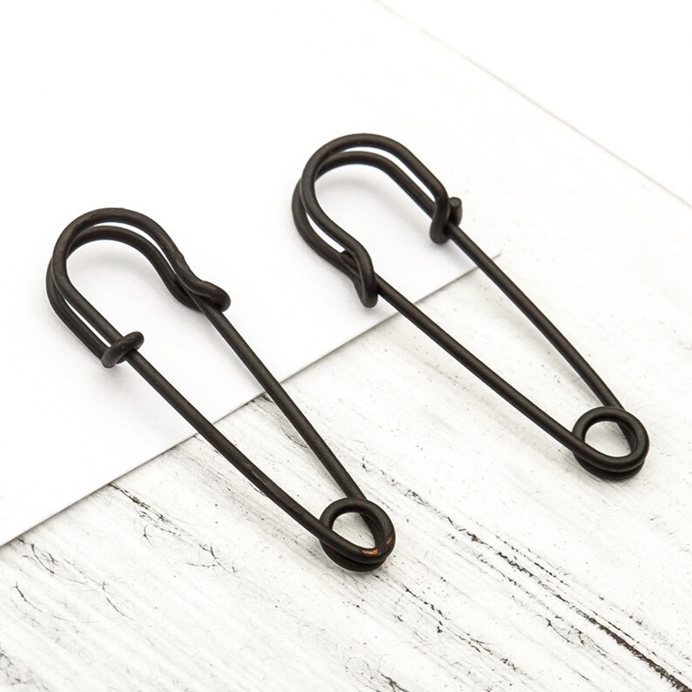 2/$20! Black Safety Pin Earrings - Picture 3 of 8